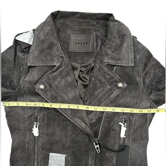 BLANK NYC Leather Suede Moto Jacket French Gray Dark Gray Accents Women XS NWT - Picture 8 of 13